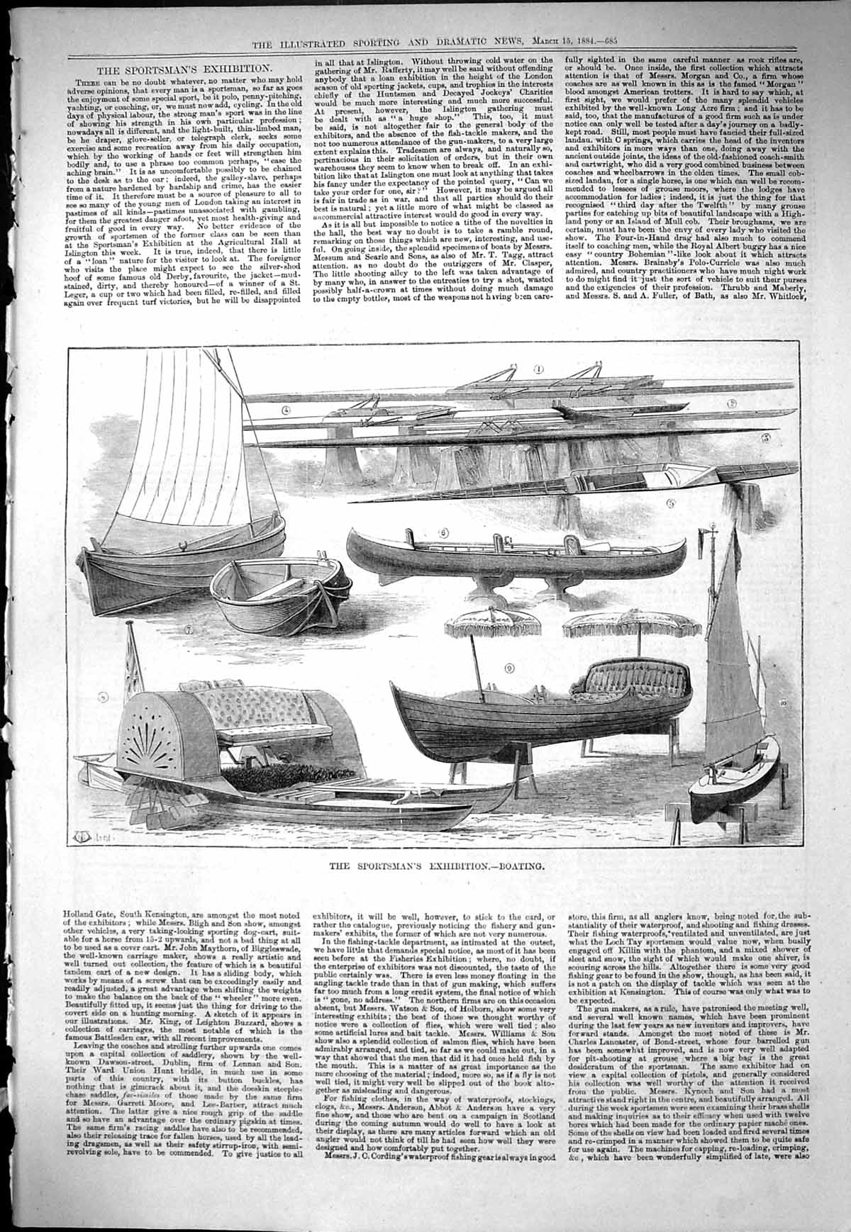 Old Sporting Dramatic News 1884 Sportsman'S Exhibition Boating Models Victorian