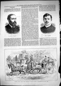 Old Hooded Buggy Cape Harnessed Pick-Axe Horses 1884 Arthur Guillemar Victorian