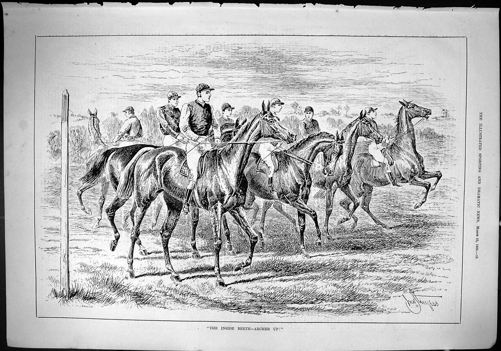 Old Sporting Dramatic News 1884 Inside Berth Archer Up Horse Racing J Victorian