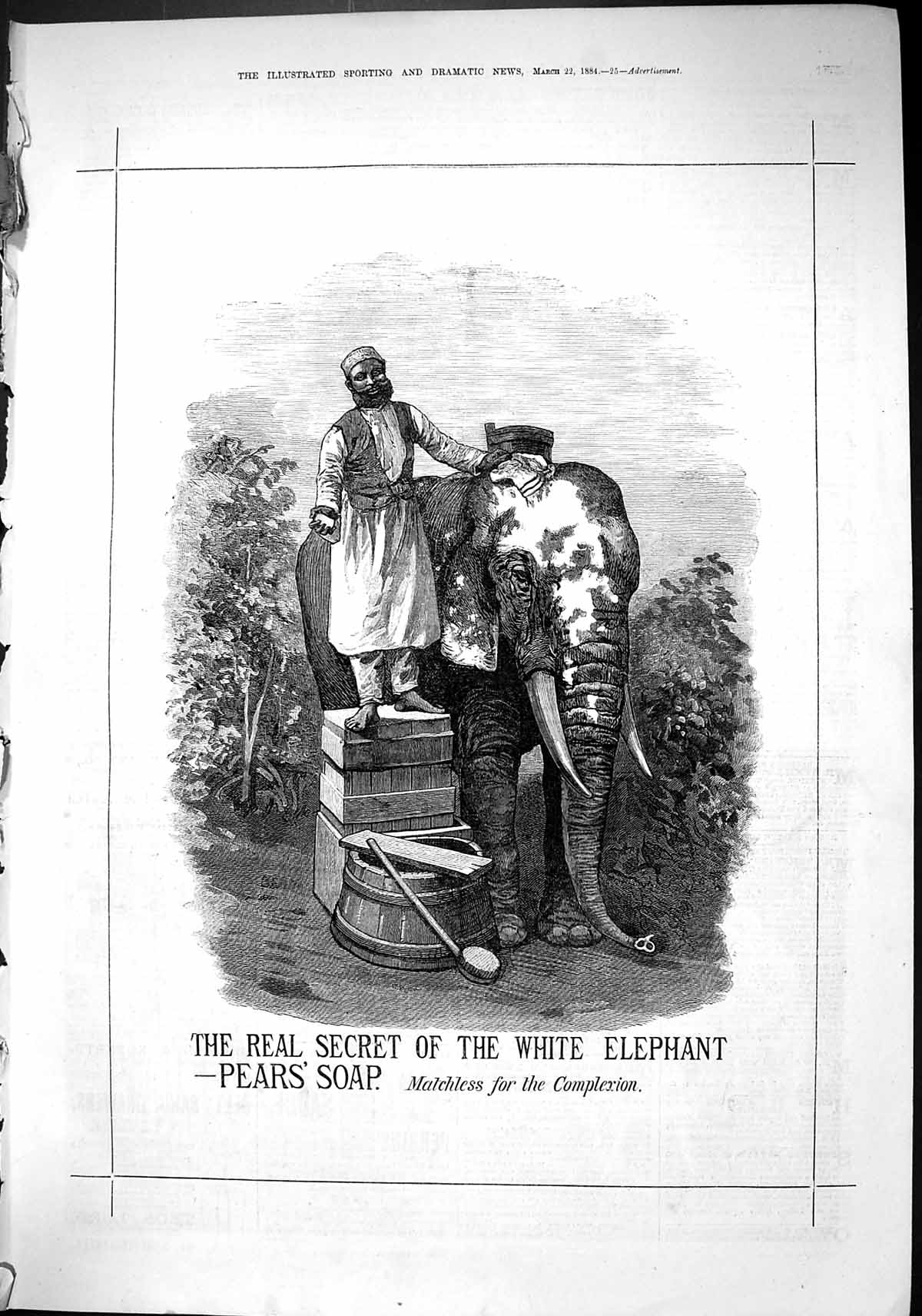Old Sporting Dramatic News 1884 Advertisement Pears Soap Washing Elep Victorian