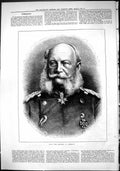 Antique Old Print Sporting Dramatic News 1884 Portrait H.I.M. Emperor Germany