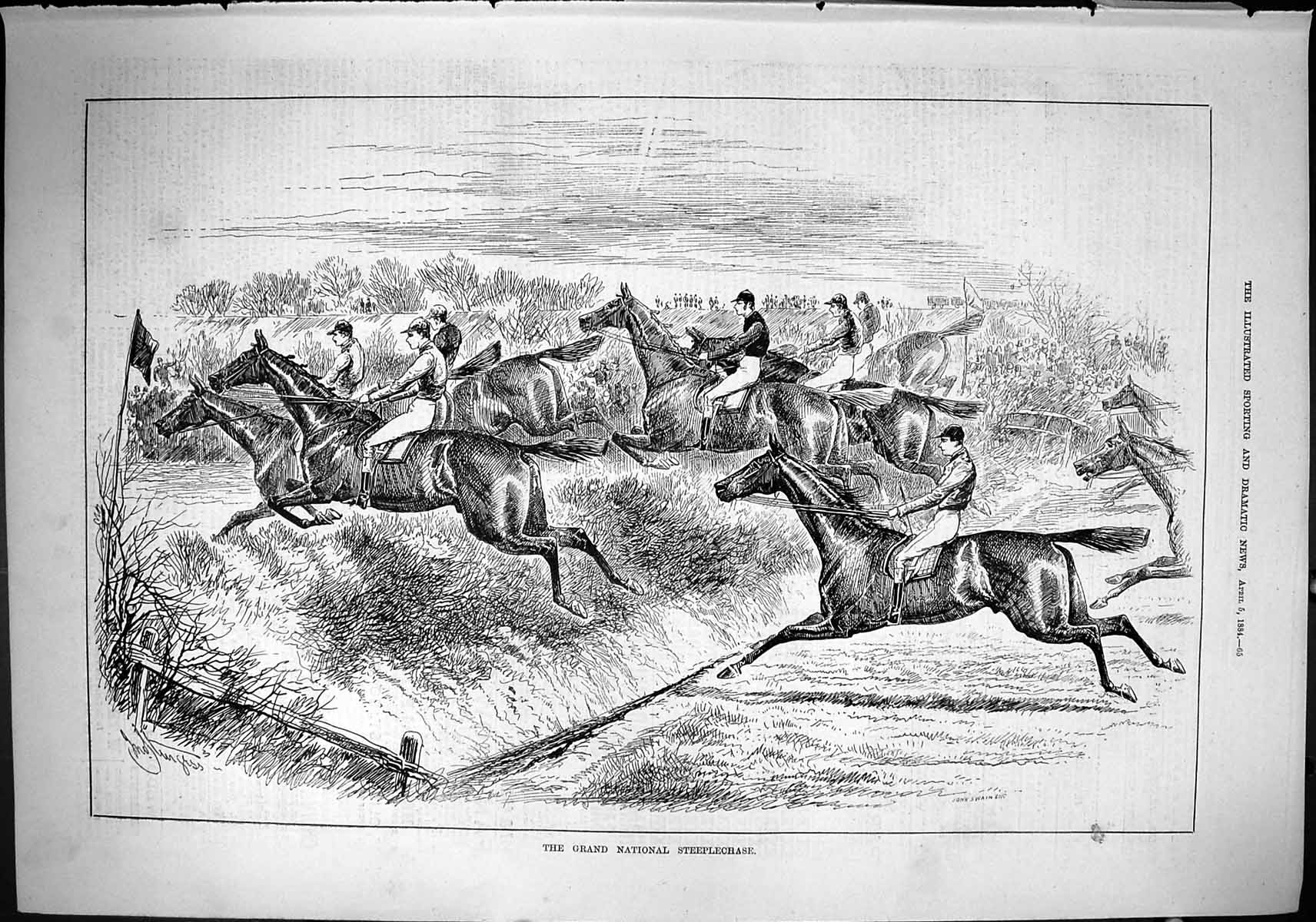 Old Sporting Dramatic News 1884 Grand National Steeplechase Horse Rac Victorian
