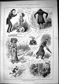 Old Sporting Dramatic News 1884 Humour Comedy Lady Dogs People Parlia Victorian