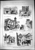 Old 1884 Coaching Guildford Castle Abbot'S Hospital Angel Hotel Cathe Victorian