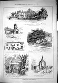 Old 1884 Coaching Dorking Norbury Park Mickleham Church Epsom Swan Le Victorian