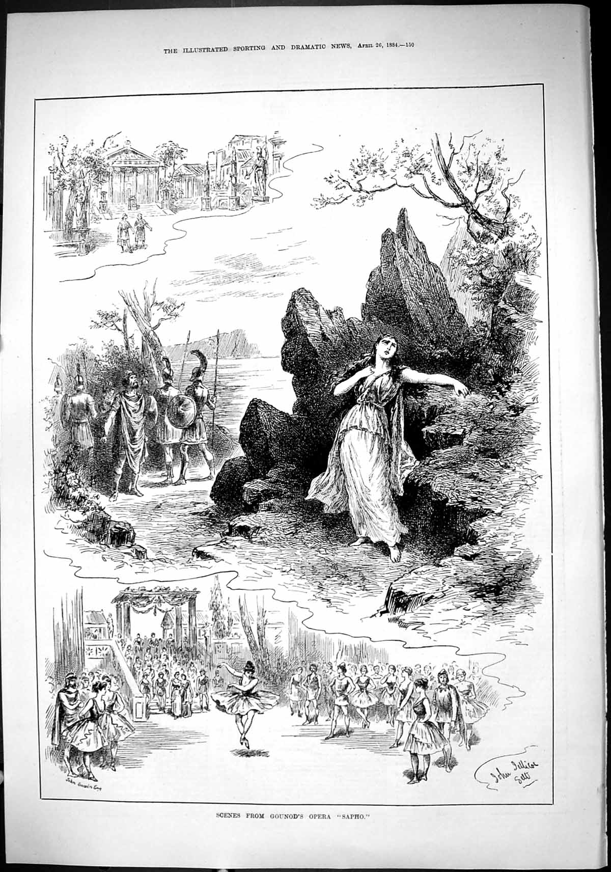 Old Sporting Dramatic News 1884 Scene Gounod Opera Sapho Theatre Acto Victorian