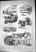 Old Sporting Dramatic News 1884 Coaching London Dorking Hotel Denbies Victorian