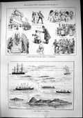 Old Print Siers Soudan Portsmouth Osman 1884 Ships Regatta Trinidad Gall 19th