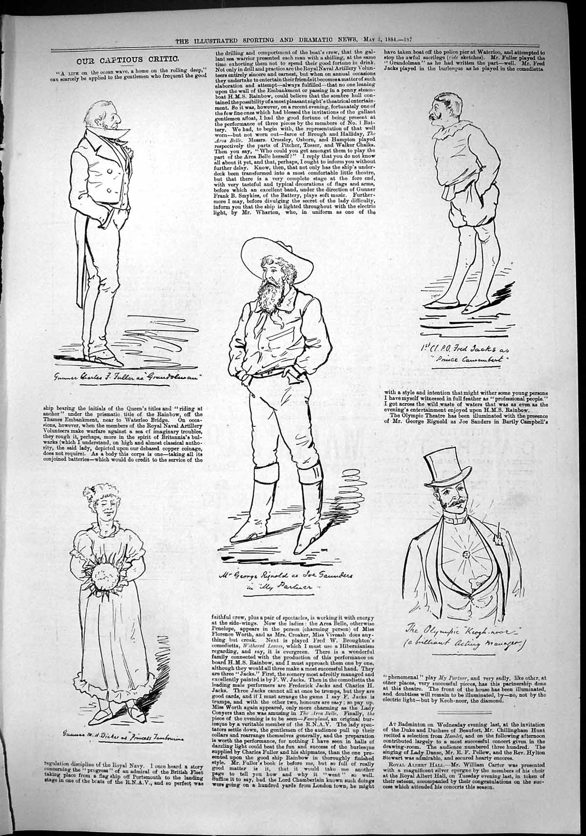 Old Sporting Dramatic News 1884 Captious Critic Theatre Dicker Fred J Victorian