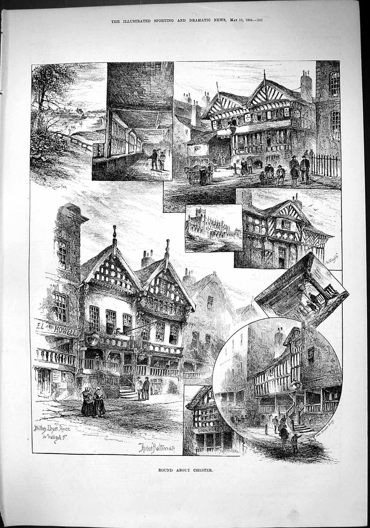 Old Sporting Dramatic News 1884 Chester Bishop Lloyds House Watergate Victorian