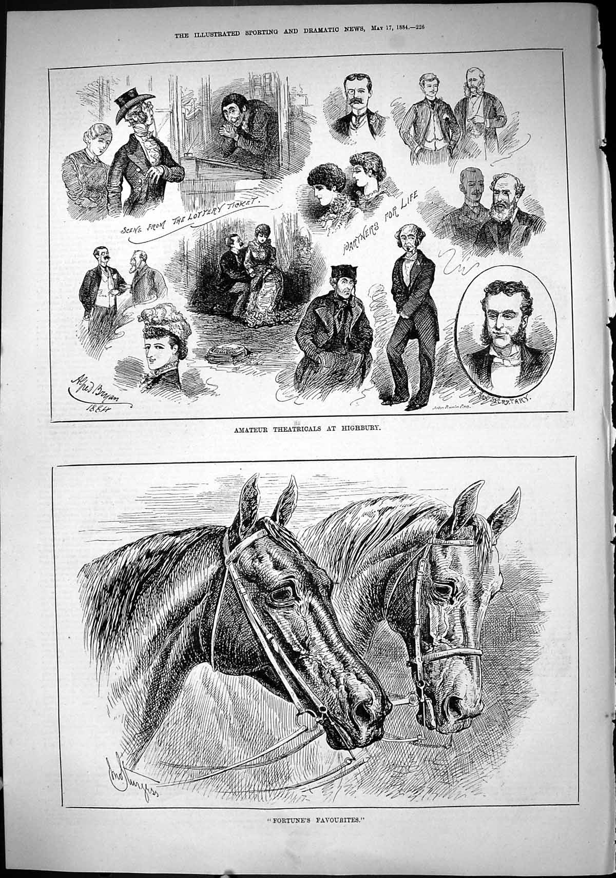 Old Sporting Dramatic News 1884 Theatre Highbury Lottery Ticket Fortu Victorian