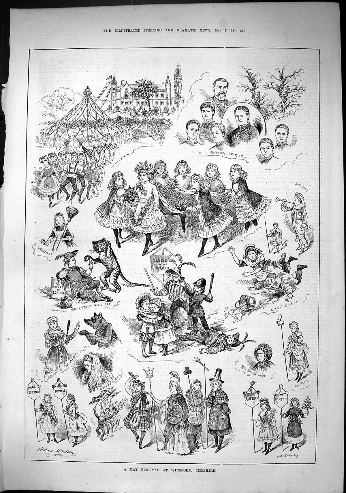Old Sporting Dramatic News 1884 May Festival Winsford Cheshire Babes Victorian