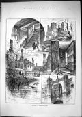 Old Sporting Dramatic News 1884 Hampton Court Staircase River Yard Ar Victorian