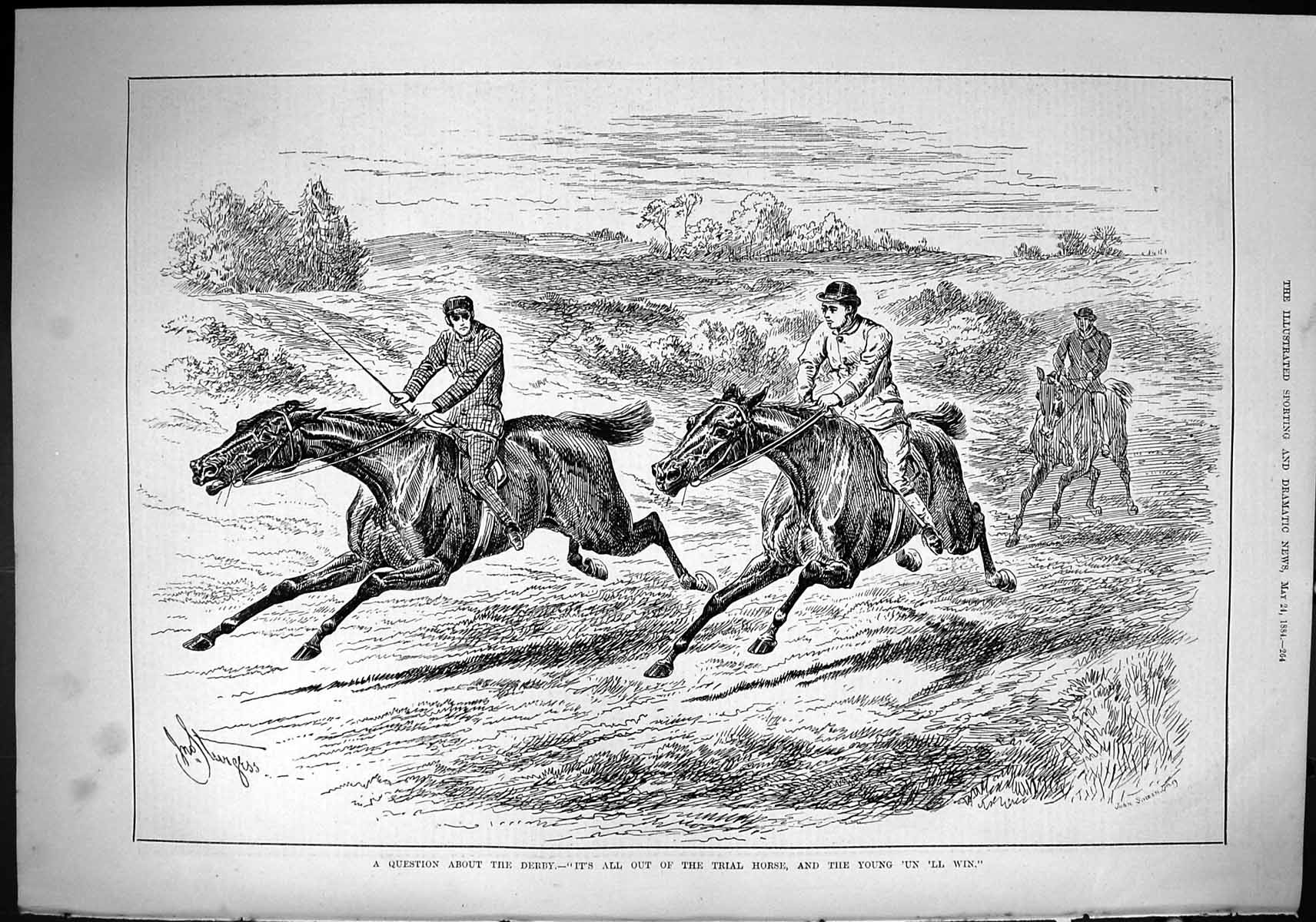 Old Sporting Dramatic News 1884 Derby Horse Racing Sport Trainers Swa Victorian