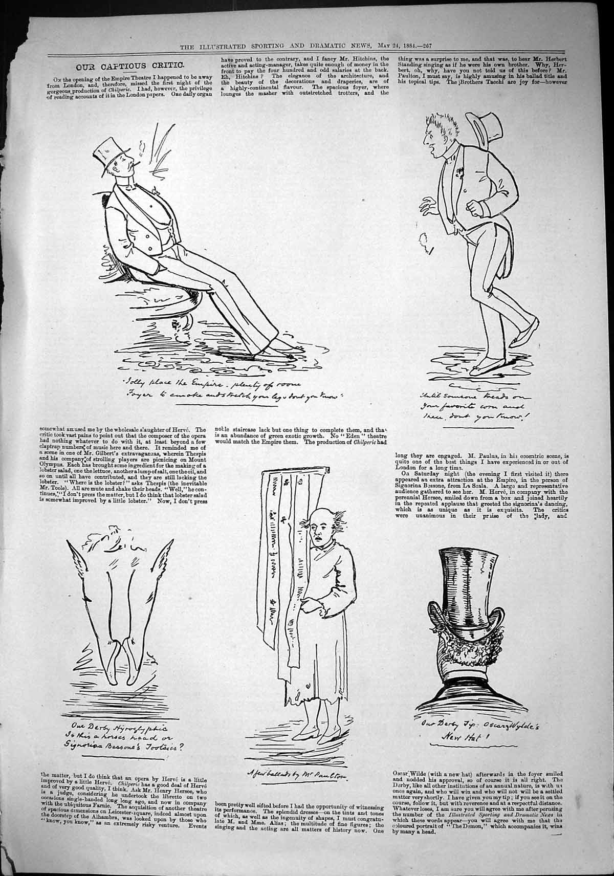 Old Sporting Dramatic News 1884 Captious Critic Empire Theatre Paulto Victorian