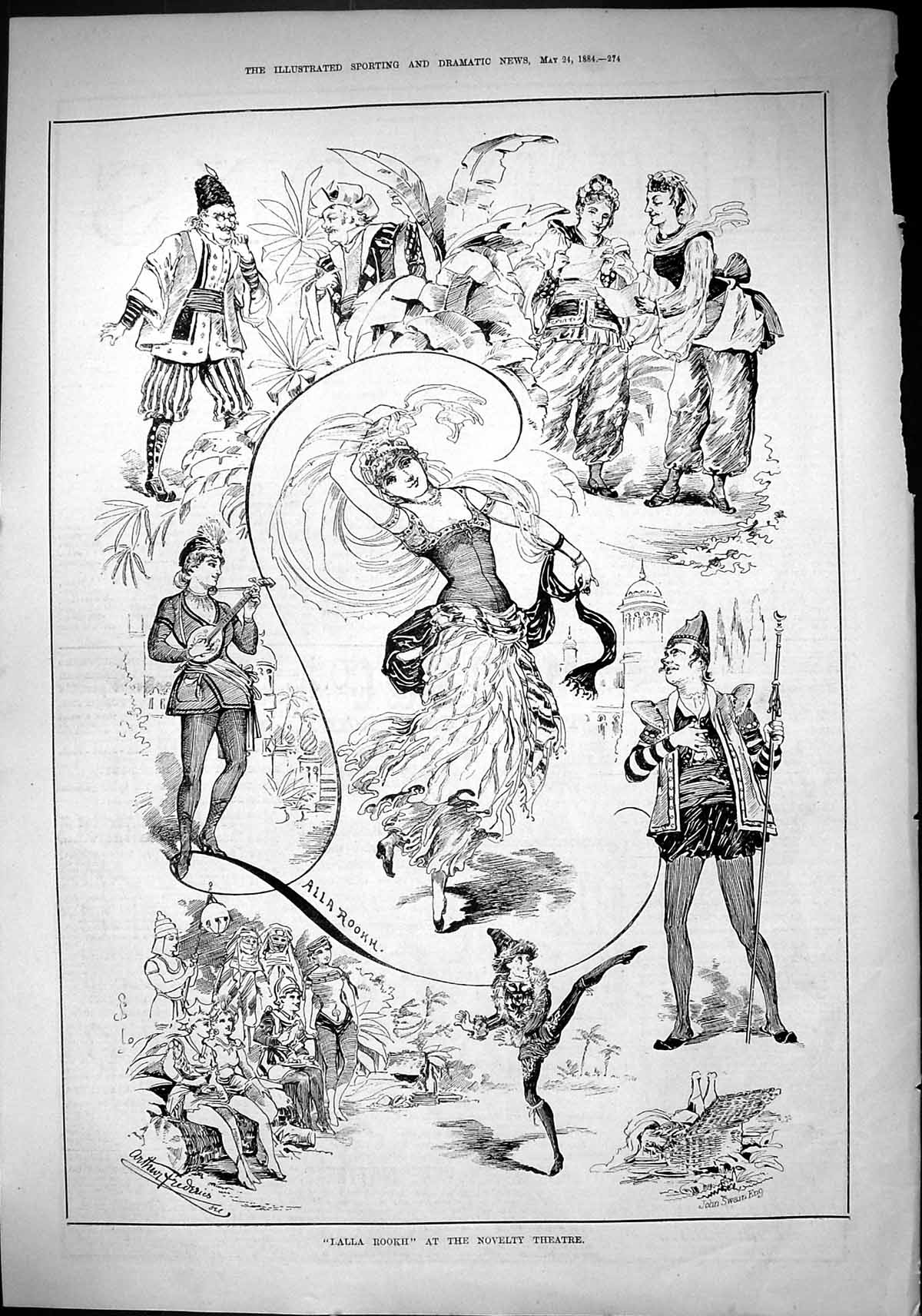 Old Sporting Dramatic News 1884 Lalla Rookh Novelty Theatre Actors Sw Victorian