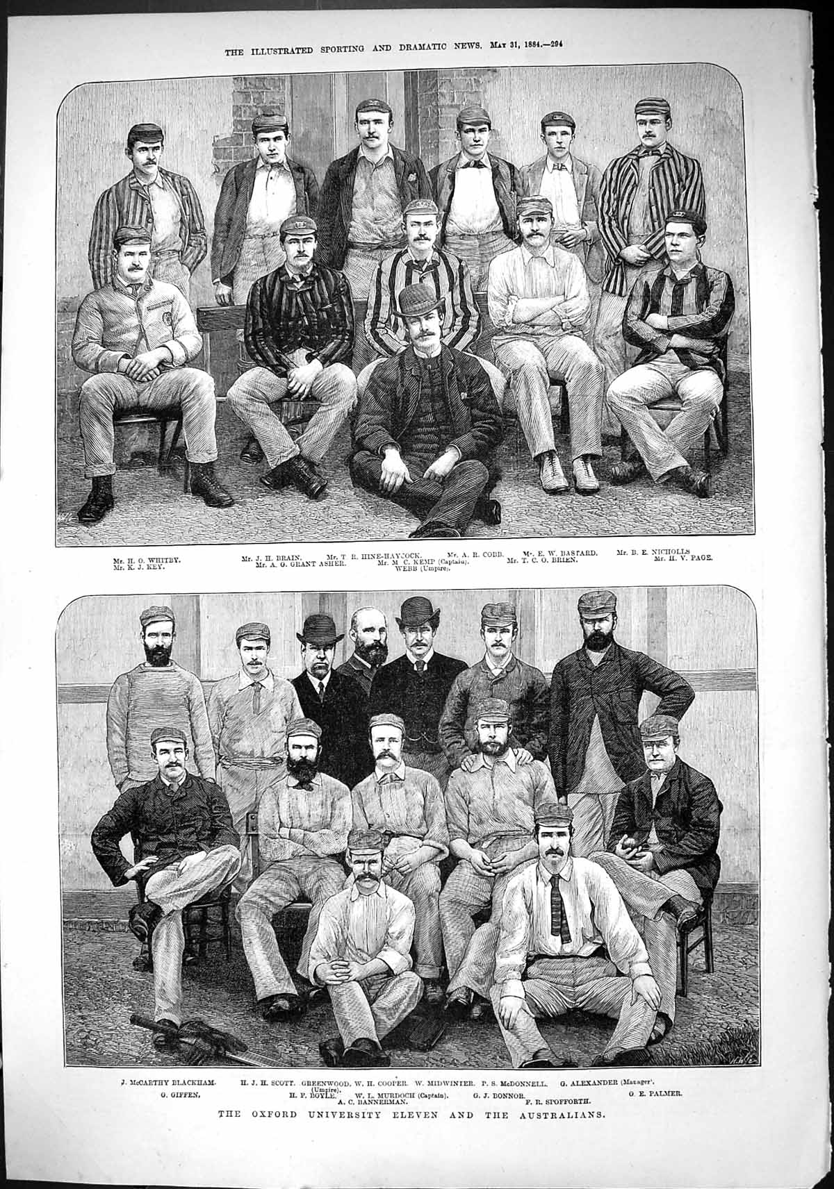 Old Oxford University Cricket Australia Kemp Webb Murdoch Alexander B