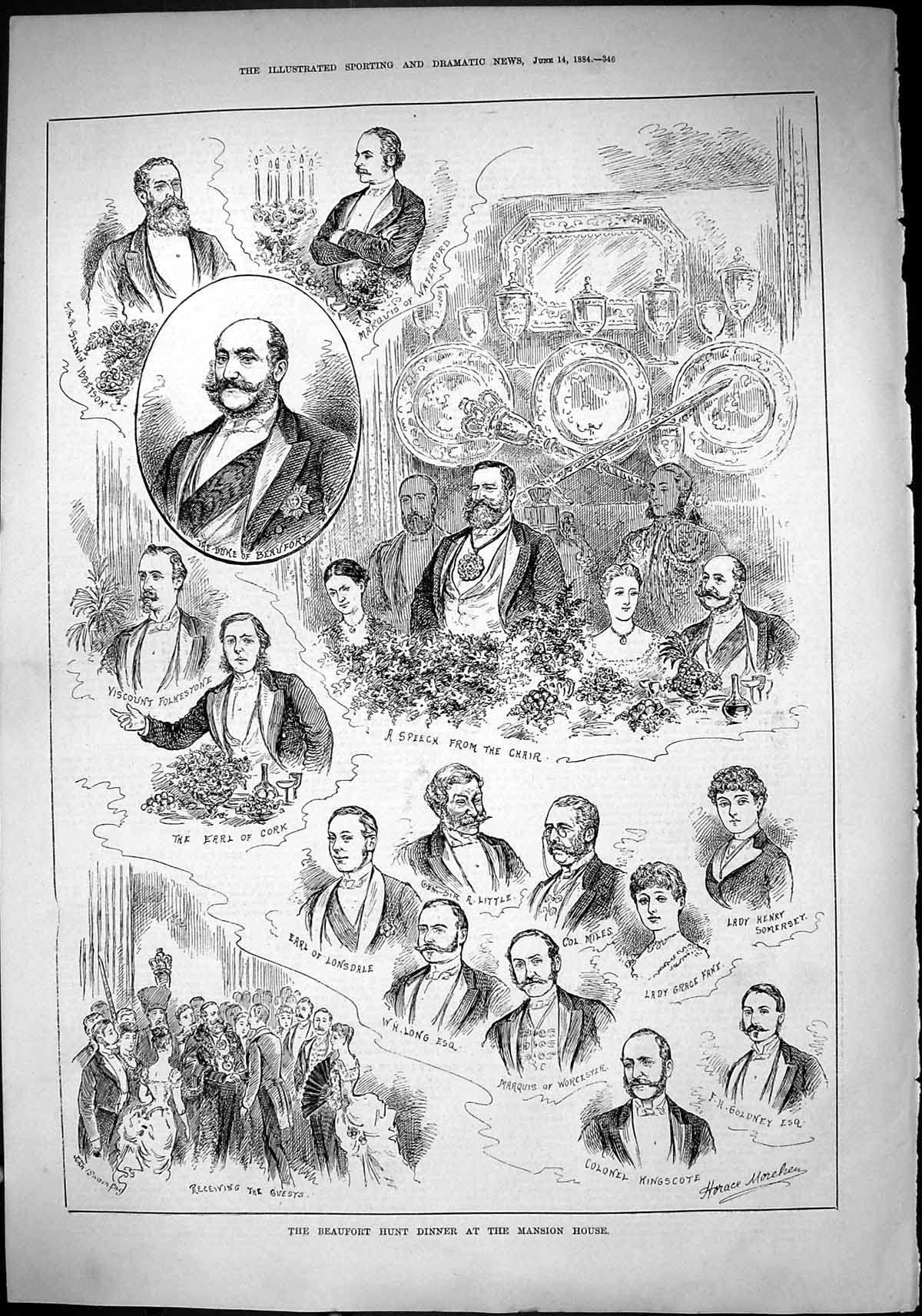 Old 1884 Beaufort Hunt Dinner Mansion House Long Little Waterford Ibb Victorian