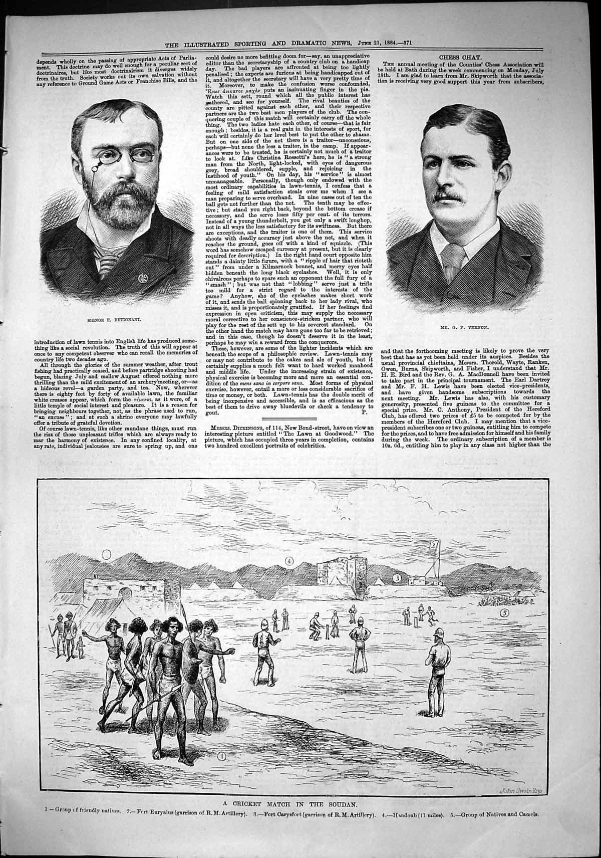 Old 1884 Signor Revignano Vernon Cricket Soudan Carysfort Handoub Nat Victorian