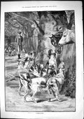 Old Sporting Dramatic News 1884 Hunting Hounds Dogs Horses Sport Fine Victorian