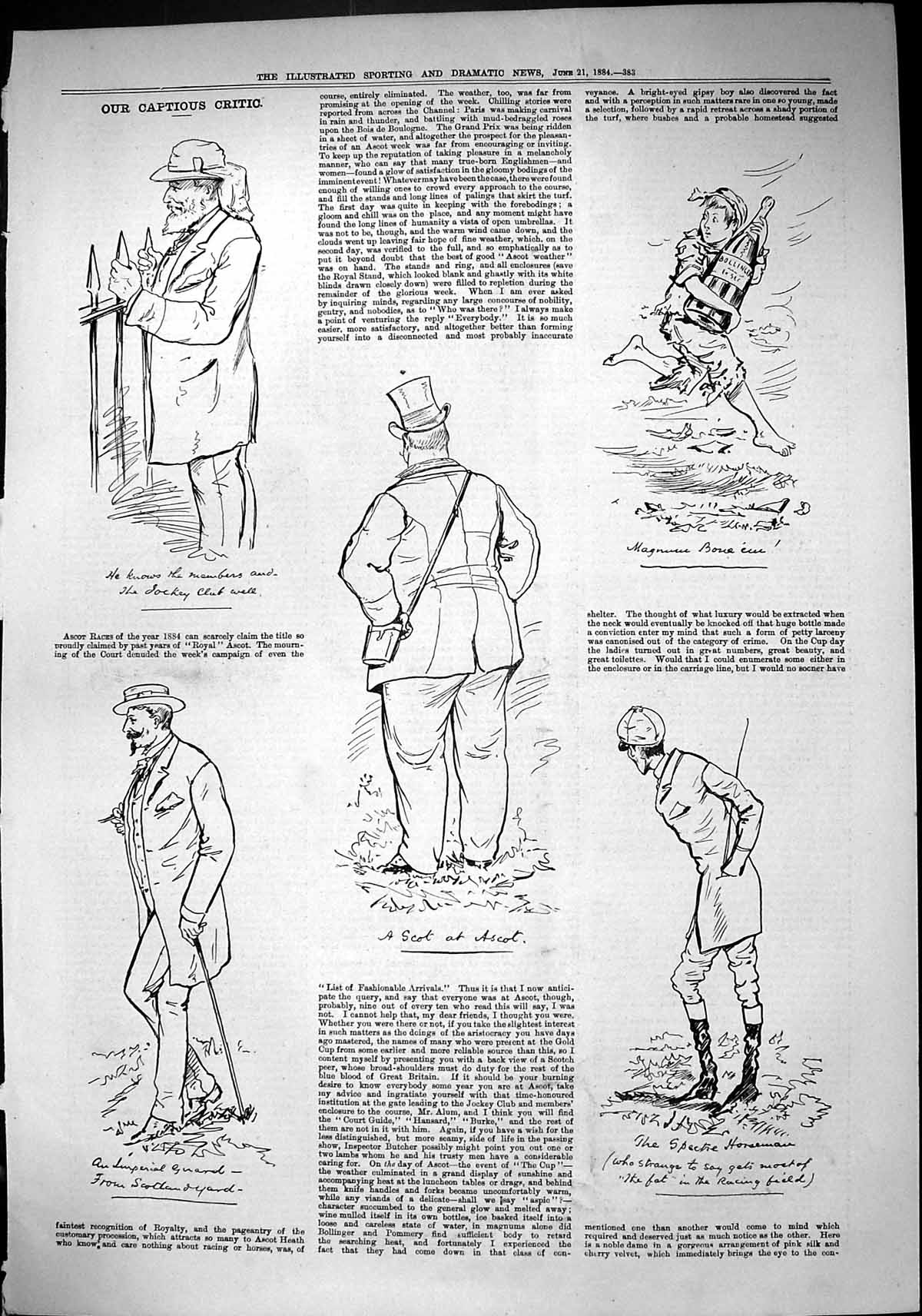 Old Sporting Dramatic News 1884 Captious Critic Ascot Imperial Guard Victorian