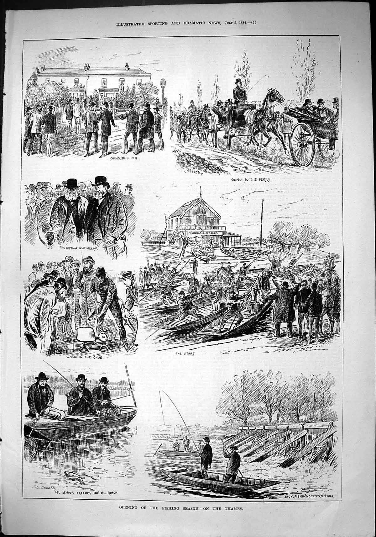 Old 1884 Fishing Season River Thames Captain Senior Jack Shepperton W Victorian