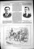 Antique Old Print Sporting Dramatic News 1884 Thorne Bowden Horse Carriage 19th