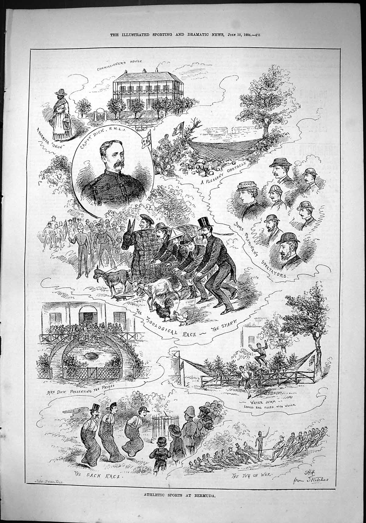 Old Sporting Dramatic News 1884 Athletic Sports Bermuda Captain Dick Victorian