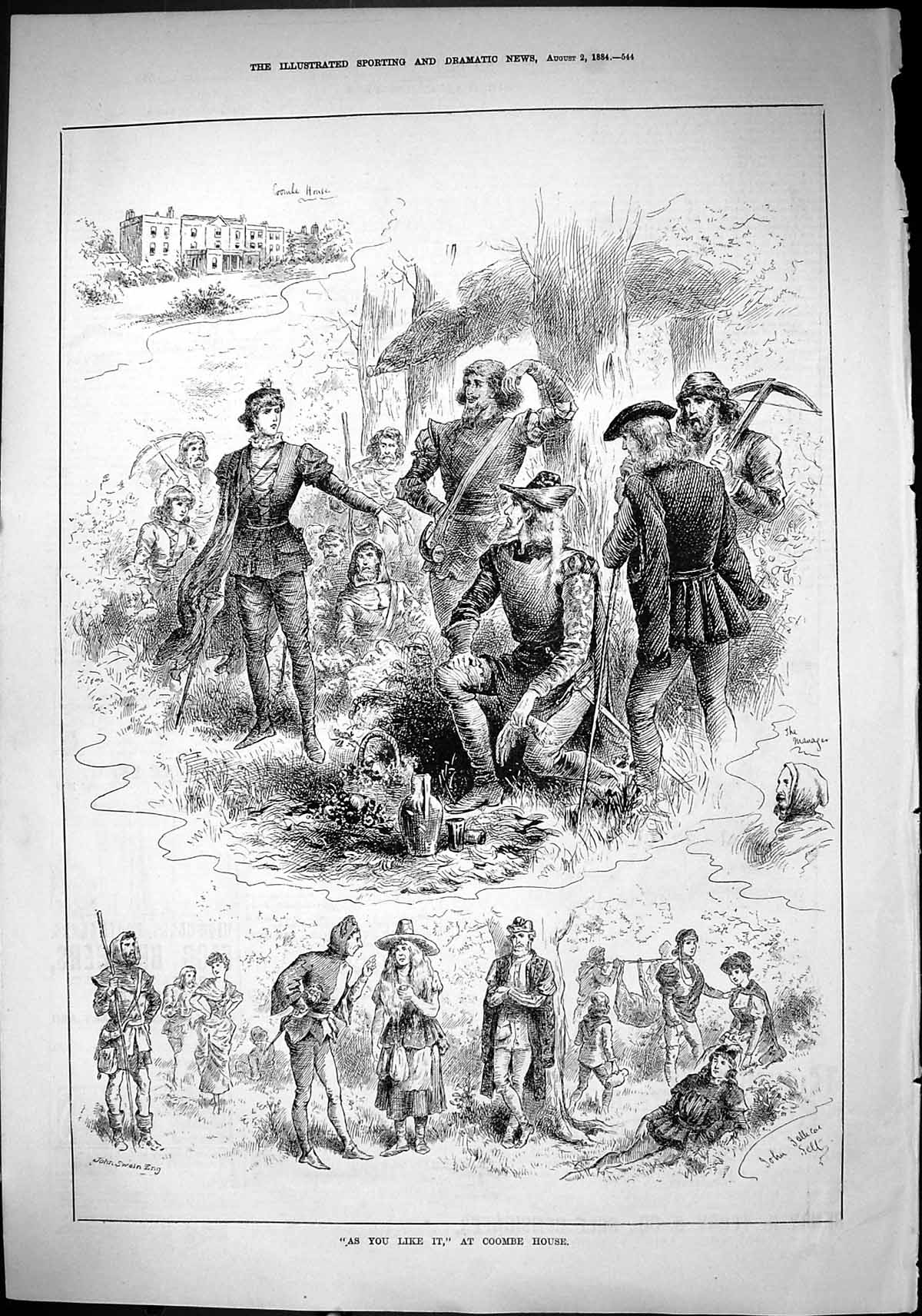 Old Sporting Dramatic News 1884 Scene As You Like It Coombe House The Victorian