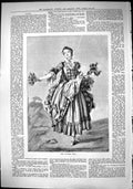 Old Antique Print Sporting Dramatic News 1884 Flower Girl Beautiful Lady 19th