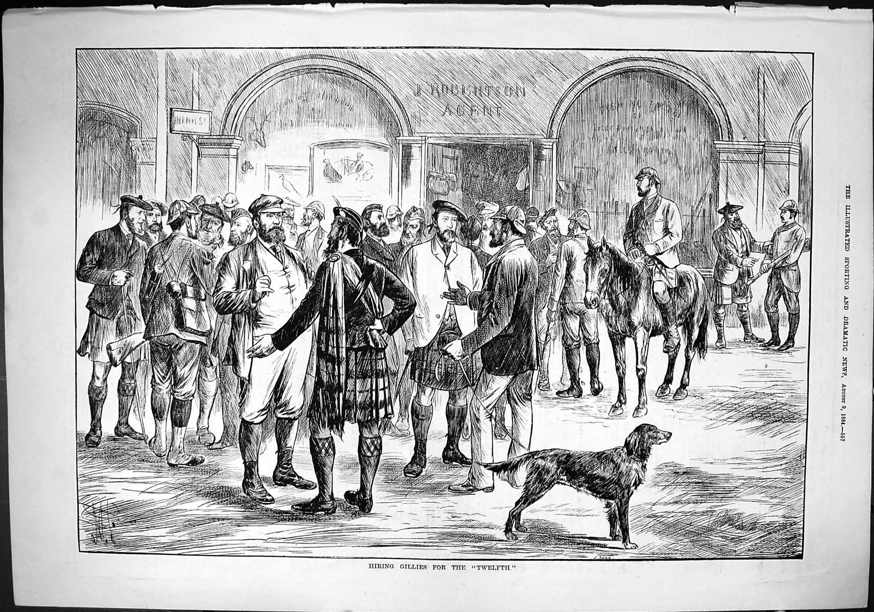 Old Sporting Dramatic News 1884 Scene Hiring Gillies Twelfth Grouse H Victorian