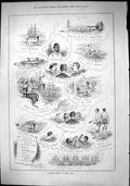 Old Sporting Dramatic News 1884 Aquatic Sport Port Said Ship Alexandr Victorian