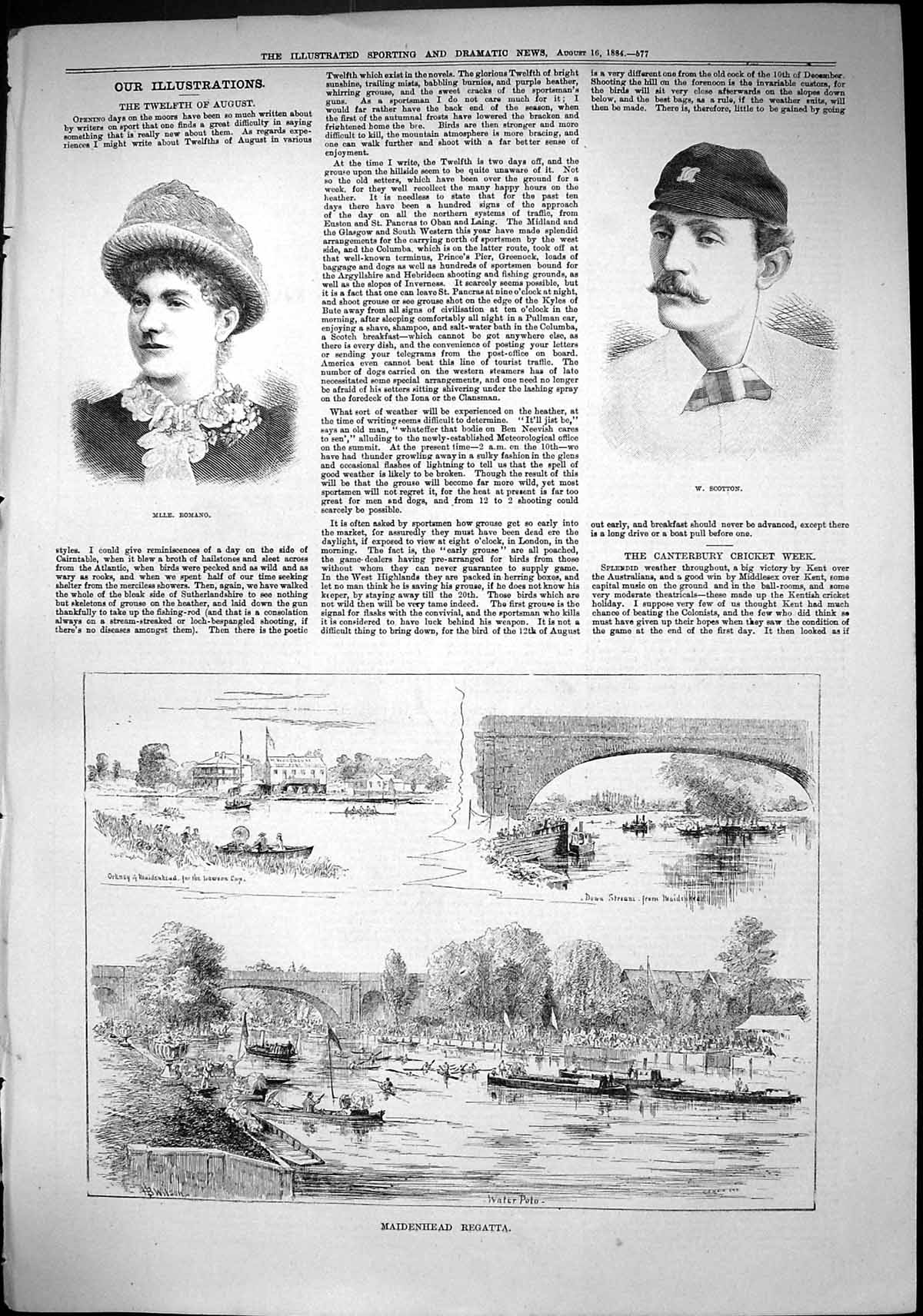Old 1884 Mlle. Romano Scotton Maidenhead Regatta Boats Orkney Water P Victorian