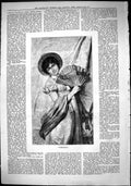 Old Antique Print Sporting Dramatic News 1884 Beautiful Woman Flirtation 19th