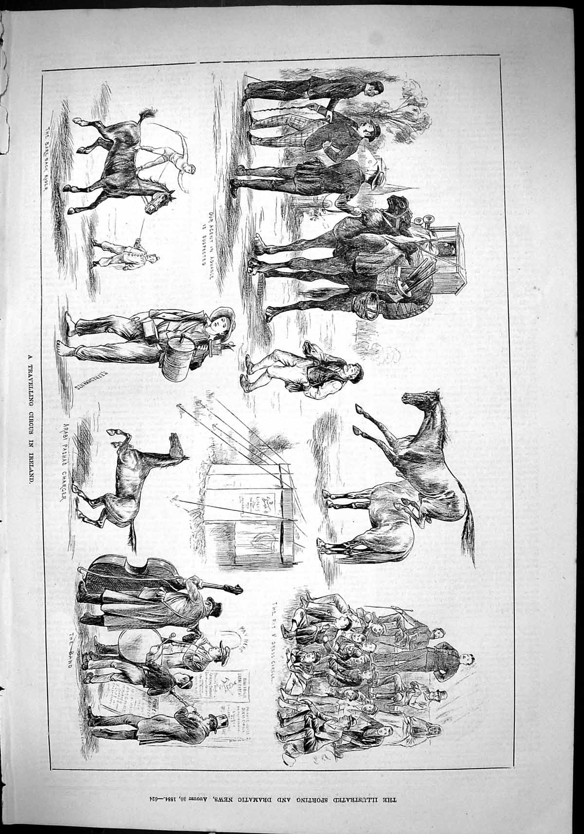 Old Sporting Dramatic News 1884 Travelling Circus Ireland Camel Arabi Victorian