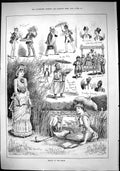 Old Sporting Dramatic News 1884 Hot Summer Day Ladies Tennis River Bo Victorian