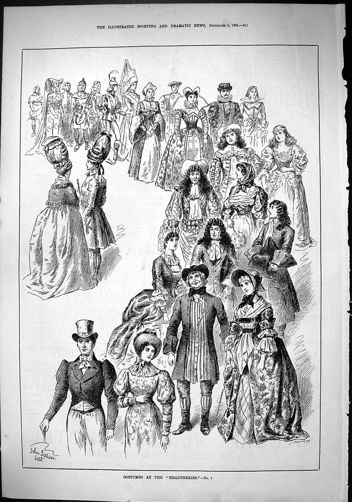 Old Sporting Dramatic News 1884 Costumes Healtheries Fancy Dress John Victorian