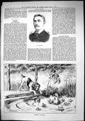 Old Antique Print Sporting Dramatic News 1884 Newham Hound Dogs Duck Pond 19th