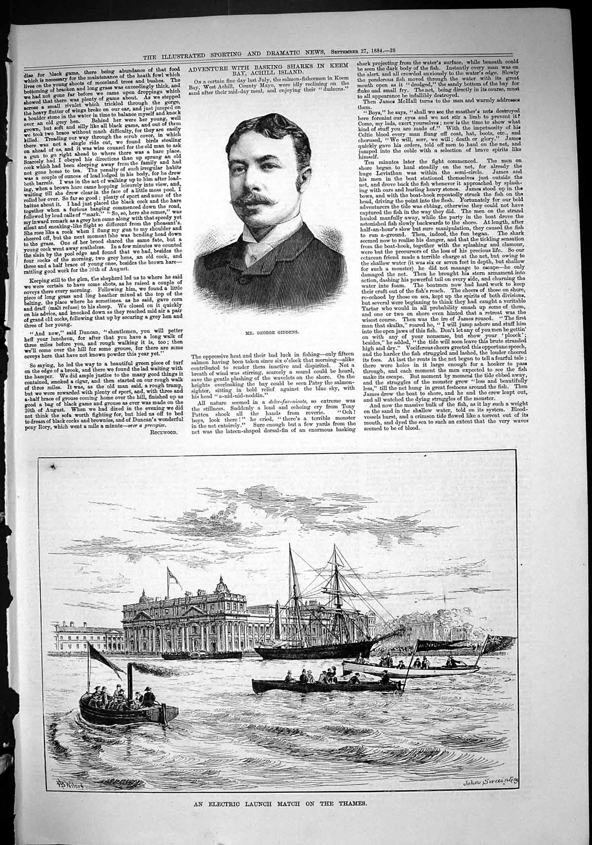 Old 1884 George Giddens Electric Launch Match River Thames Sailing Bo Victorian