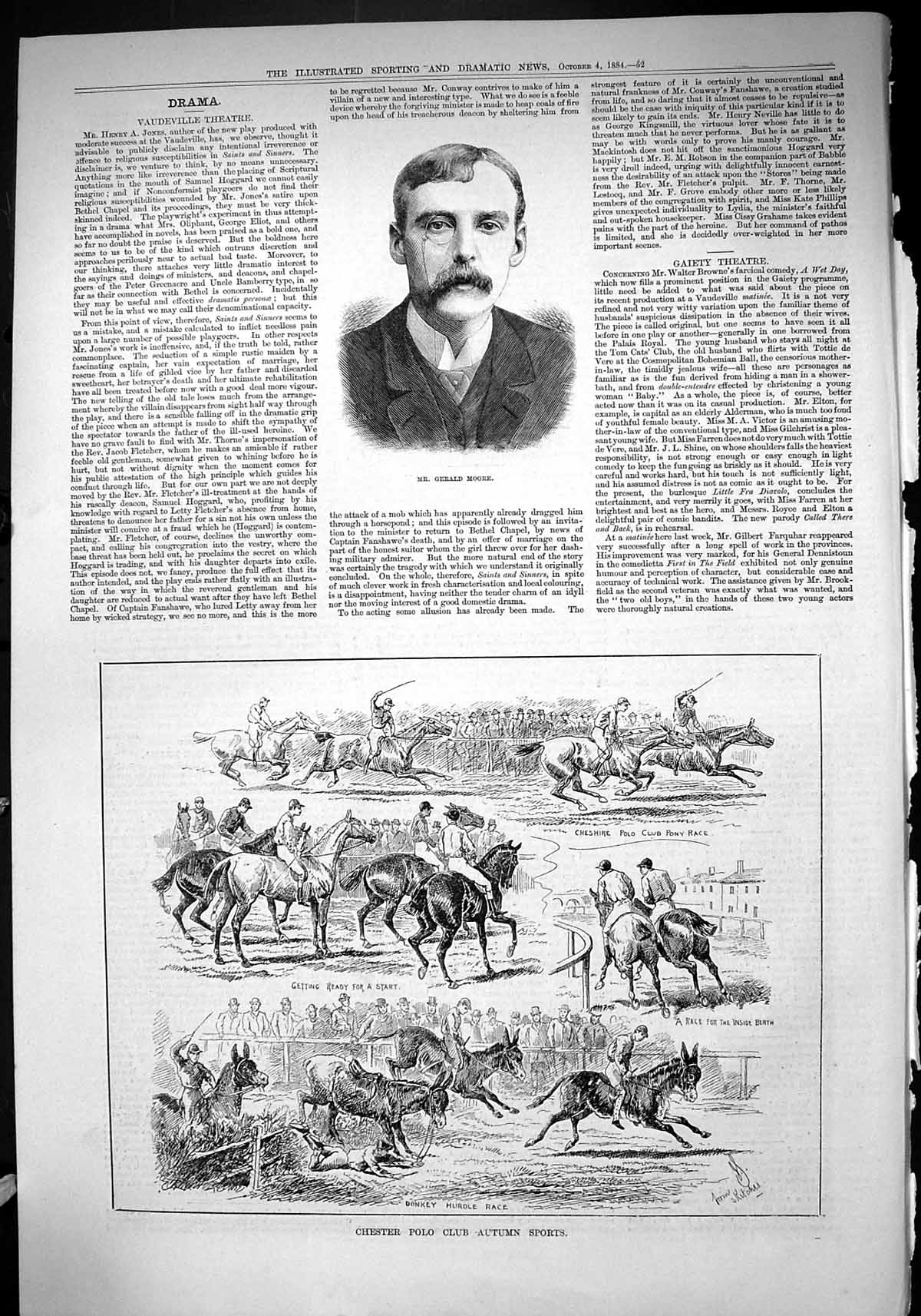 Old 1884 Gerald Moore Chester Polo Club Autumn Sports Donkey Race Hor Victorian