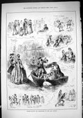 Old Print 1884 Summer Haunts Recreations River Boat Islington Gsmith Con 19th