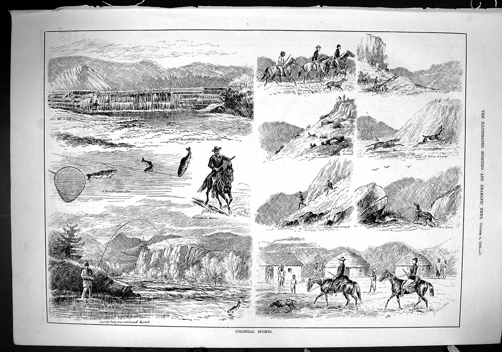 Old 1884 Colonial Sports Fishing Hunting Shooting Walrond Ranch Swain Victorian
