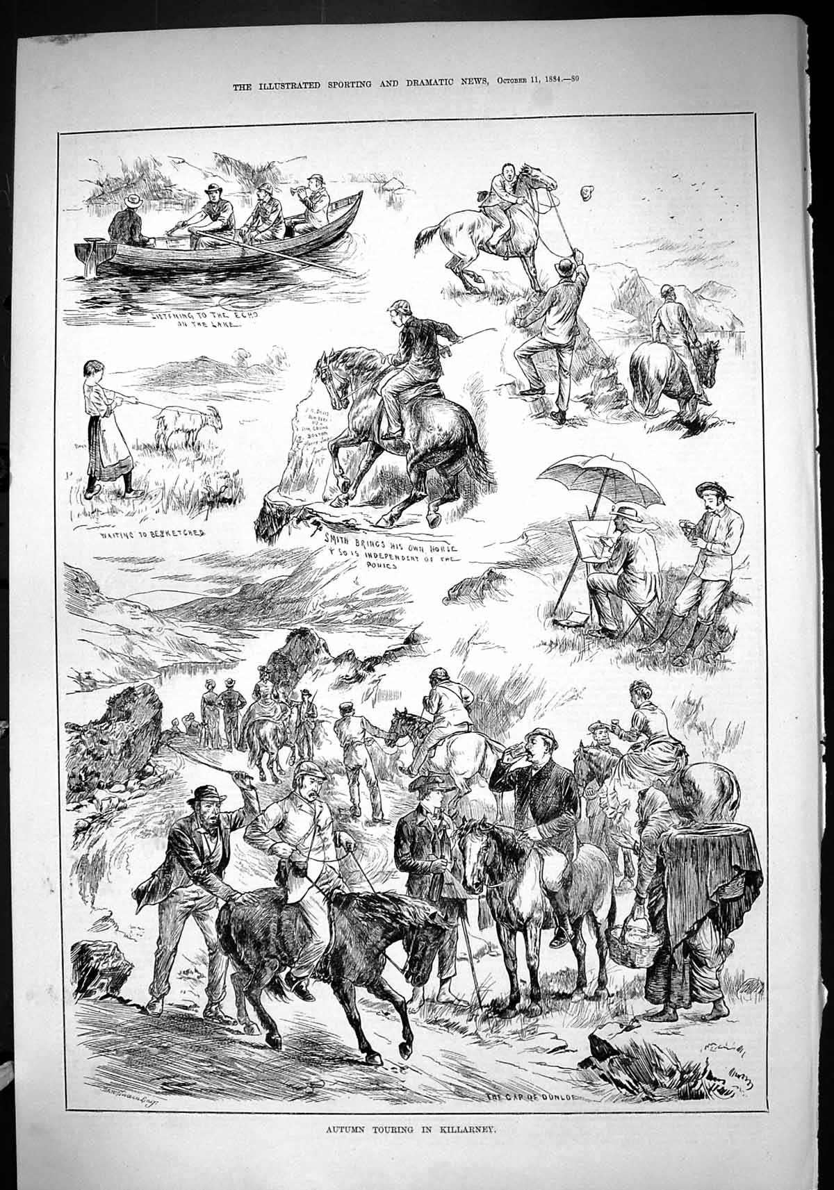 Old 1884 Autumn Touring Killarney Ireland Horses Ponies Gap Dunlde To Victorian