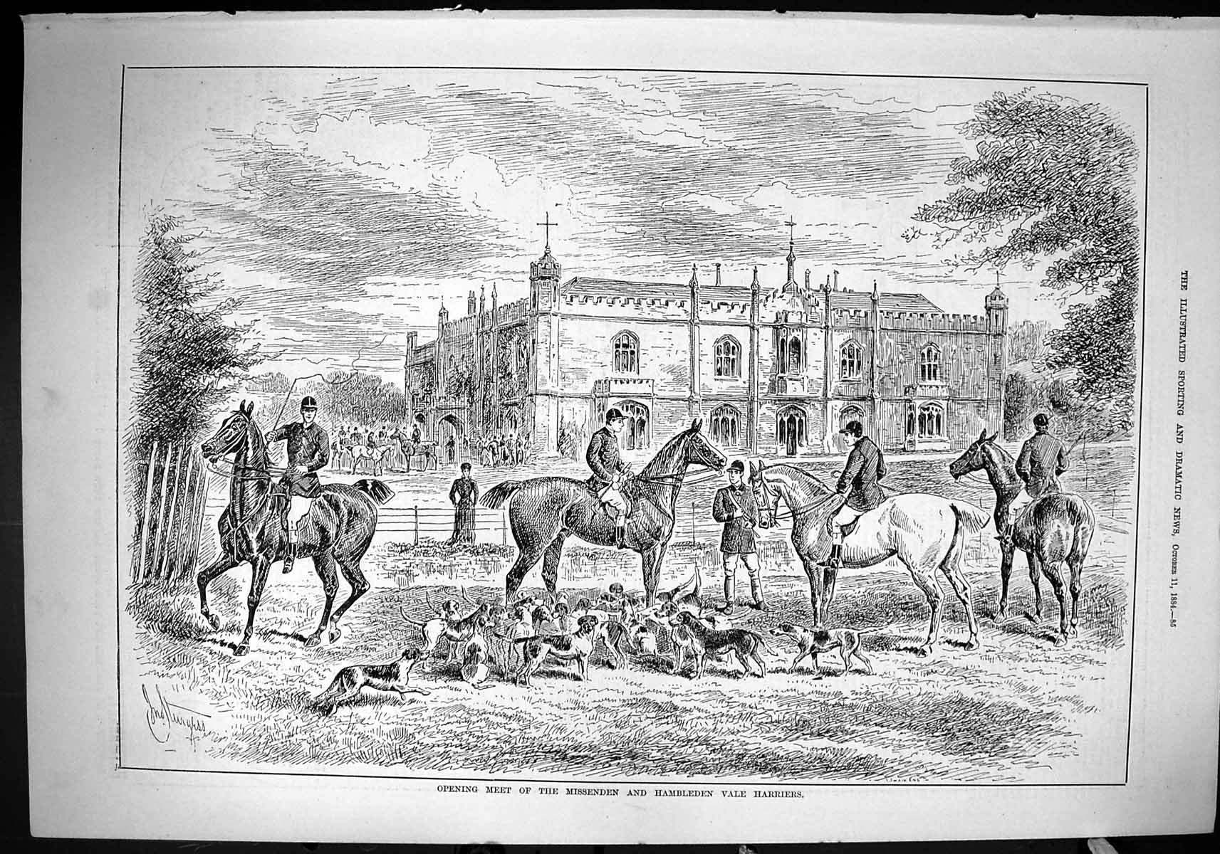 Old 1884 Opening Meet Missenden Hambleden Vale Harriers Hunting Sport Victorian
