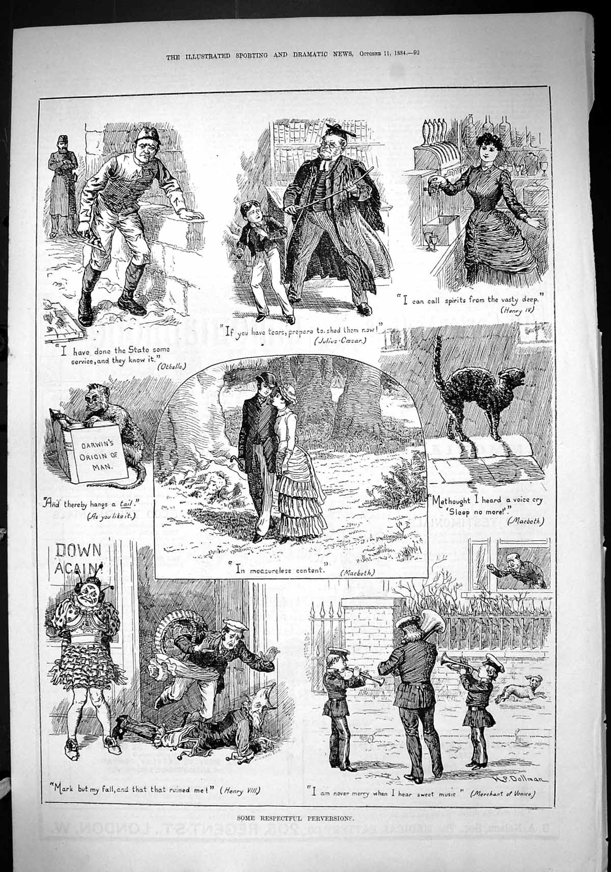 Old 1884 Illustrations Shakespeare Othello Macbeth Merchant Venice He Victorian