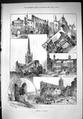 Old 1884 Norwich Erpingham Gate Cathedral Devil'S Tower Herbert Archi Victorian
