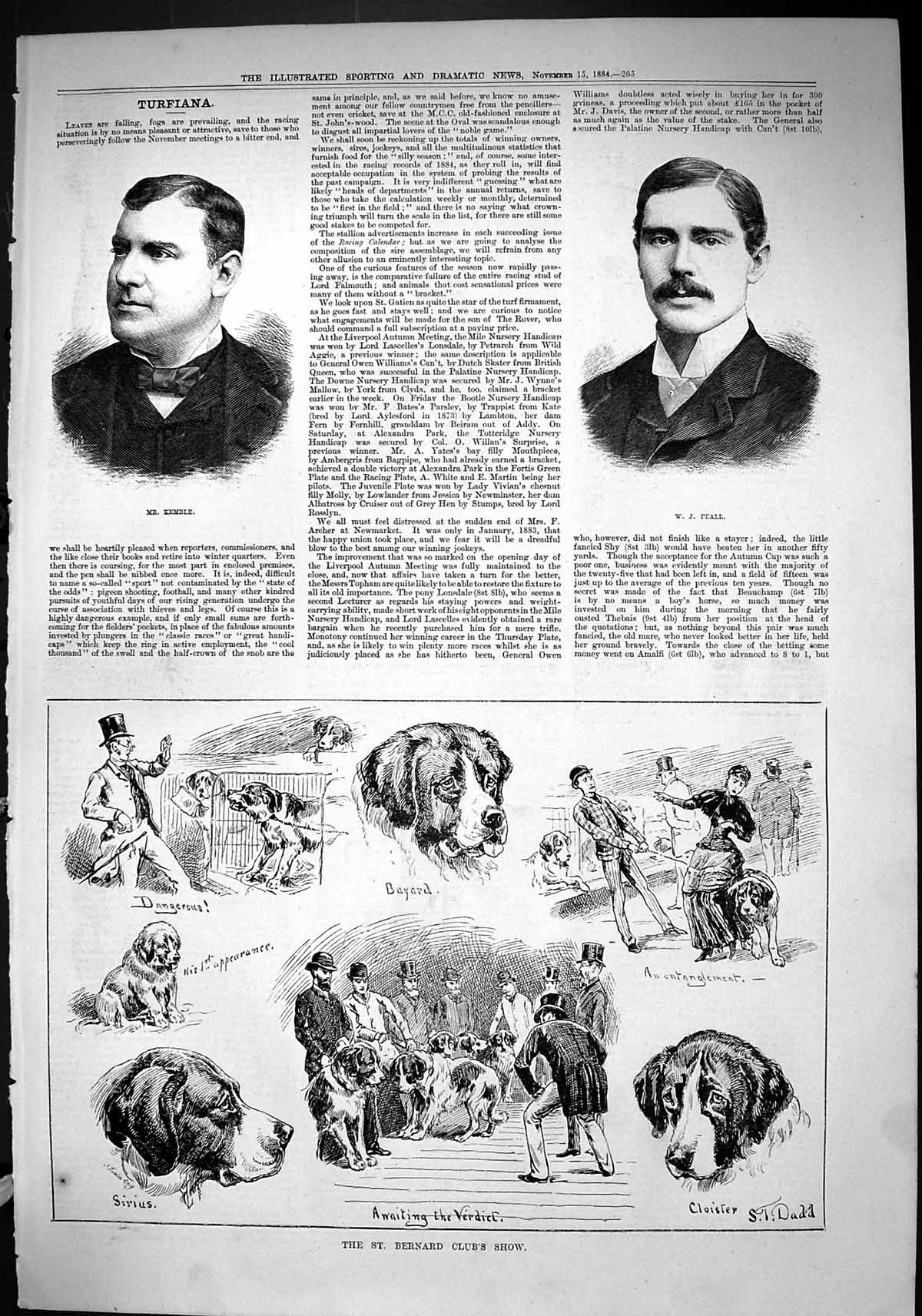 Old 1884 Kemble Peall St. Bernard Club'S Dog Show Cloister Sirius Bay Victorian