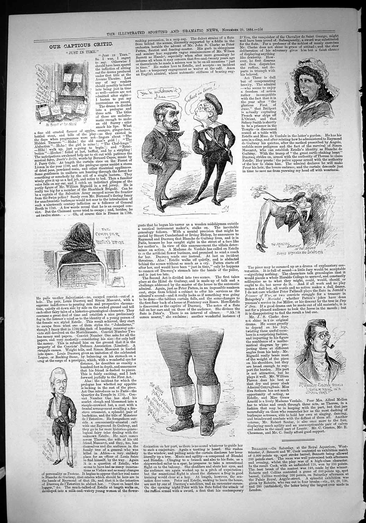 Old Print 1884 Captious Critic Just In Time Theatre Robert Soutar Alfred 19th