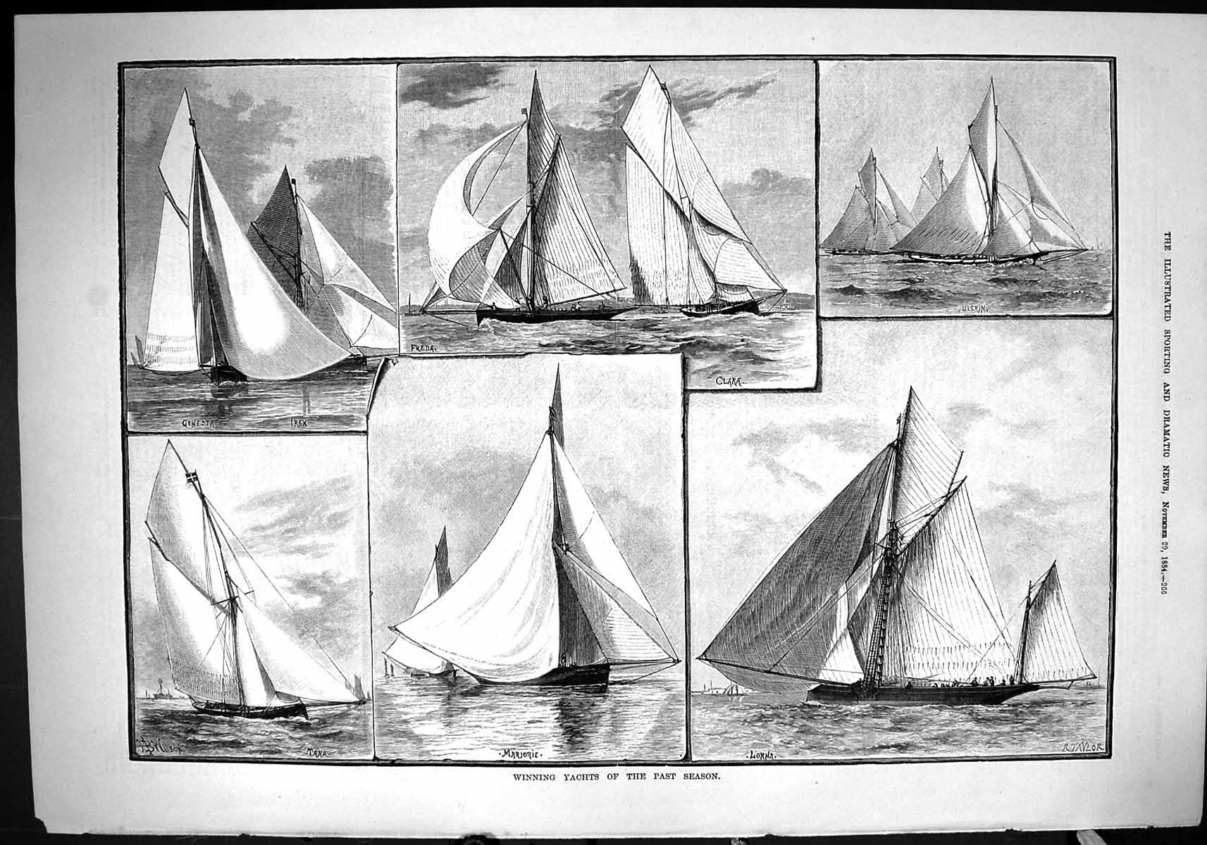 Old 1884 Winning Yachts Freda Ulerin Lorna Marjorie Genesta Tara Clar Victorian
