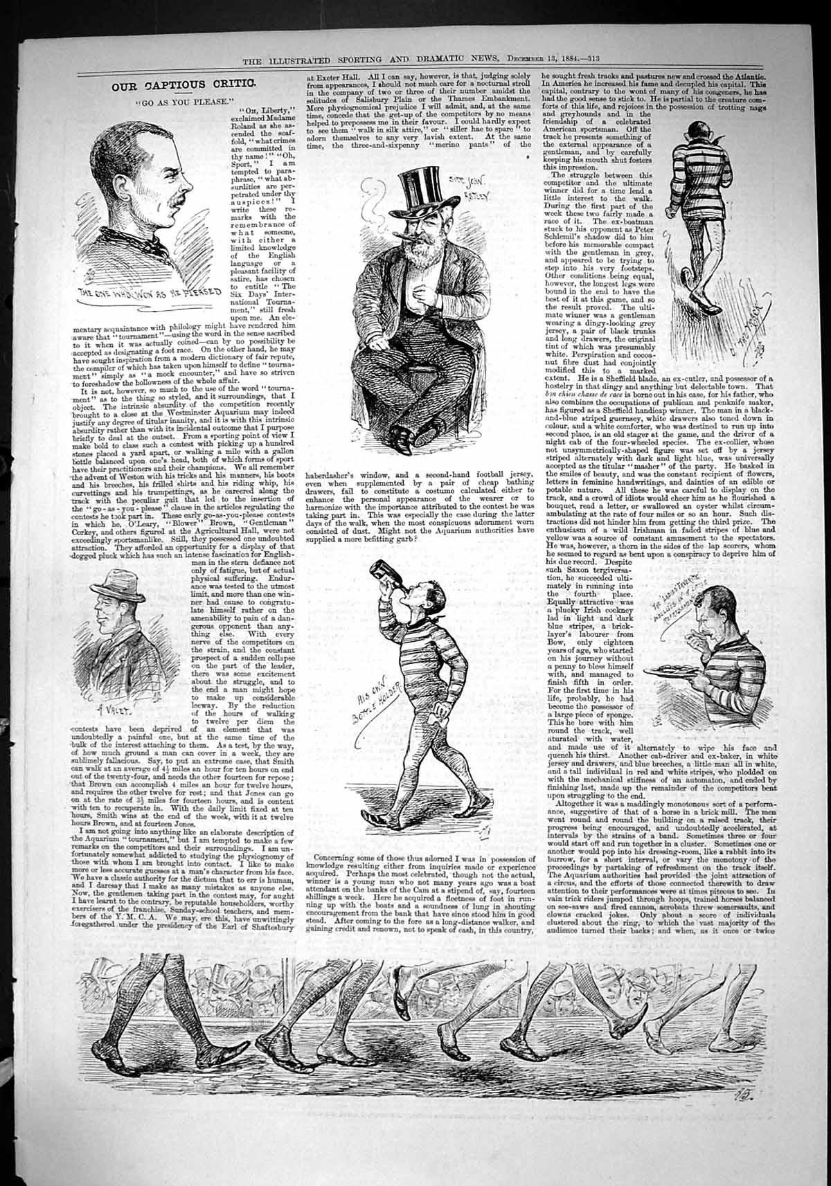 Antique Old Print 1884 Captious Critic Go As You Please Theatre John Astley